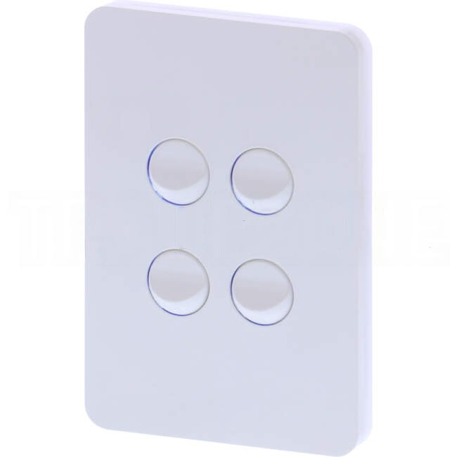 Hager 16 Amp 4 Gang ALLURE Vertical Internal Rocker Switch Gloss White