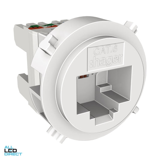 Hager CAT6 Rotoloc Data Mech White ALL LED Direct