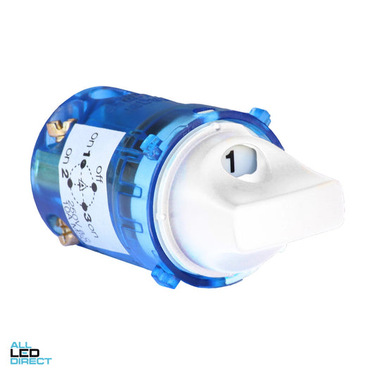 Hager 10 Amp 3 Position Rotary Switch Mech Matt White ALL LED Direct