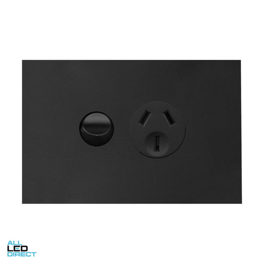 Hager 10 Amp FINESSE Single Internal Powerpoint With Shutter Matte Black ALL LED Direct