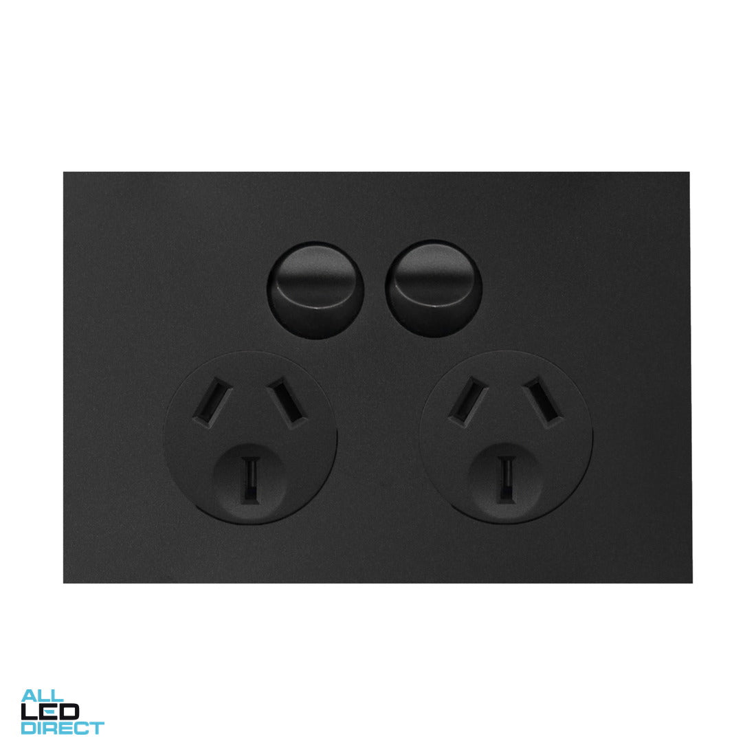 Hager 10 Amp FINESSE Double Internal Powerpoint With Shutter Matte Black ALL LED Direct