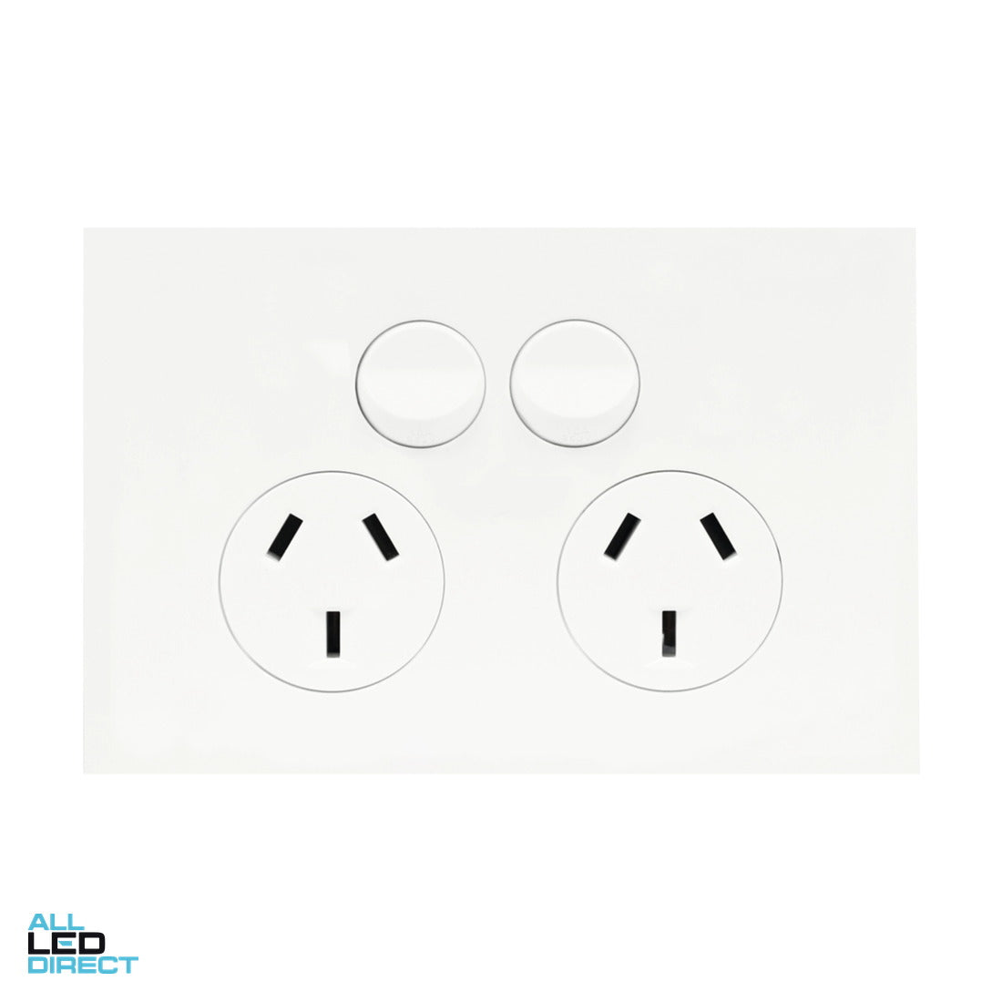 Hager 10 Amp FINESSE Double Internal Powerpoint With Shutter Matt White ALL LED Direct