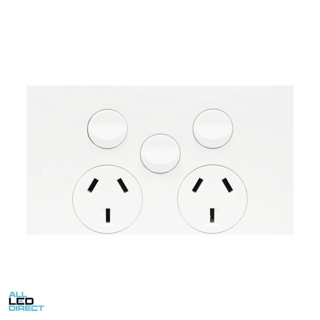 Hager 10 Amp FINESSE Double Internal Powerpoint With Extra Switch Gloss White ALL LED Direct