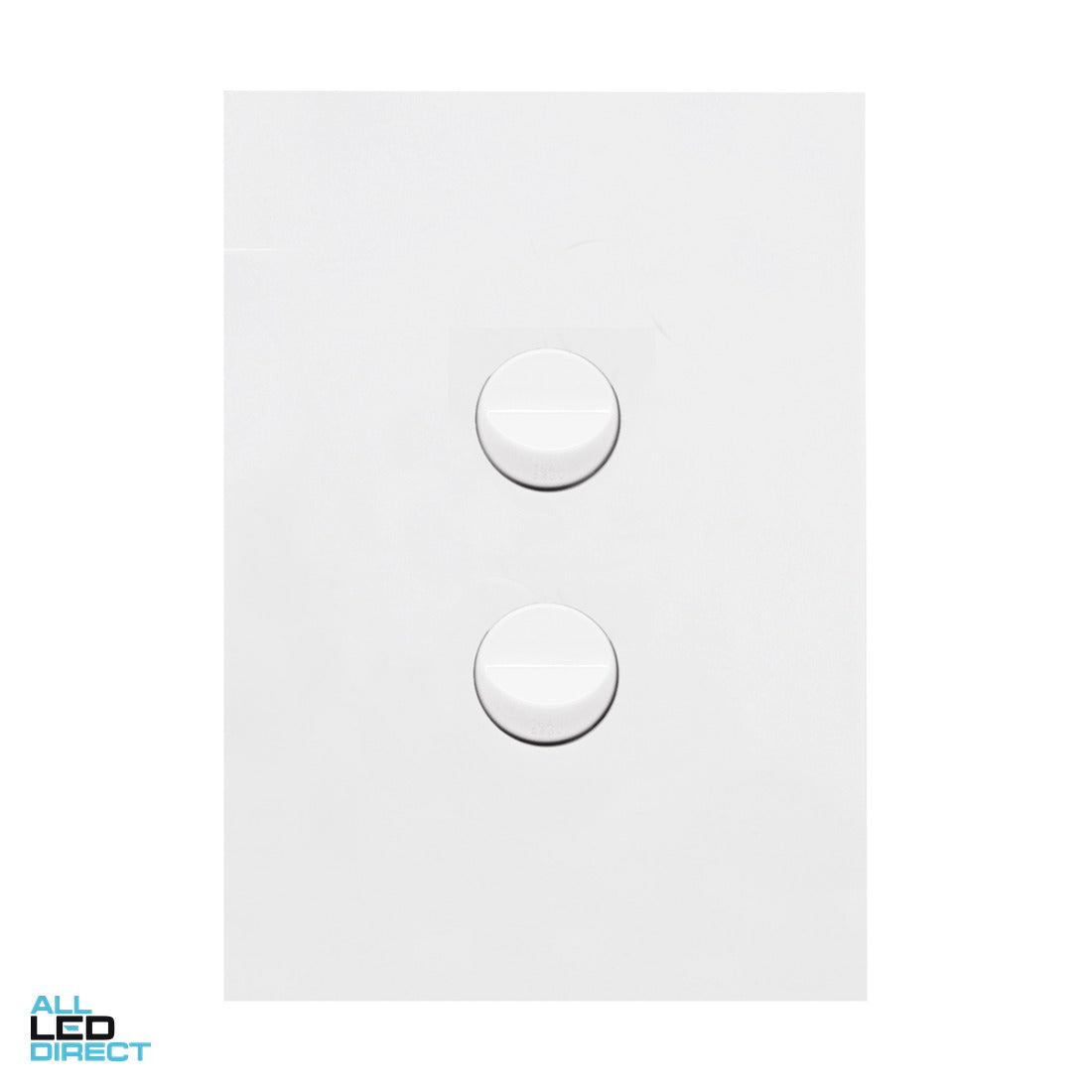 Hager 16 Amp 2 Gang FINESSE Vertical Internal Rocker Switch Gloss White ALL LED Direct