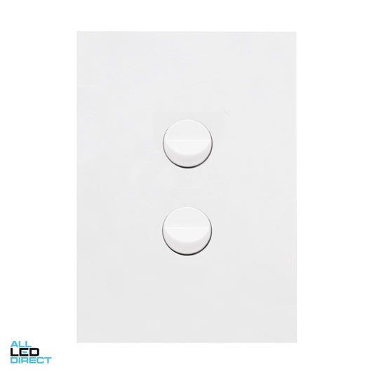 Hager 16 Amp 2 Gang FINESSE Vertical Internal Rocker Switch Gloss White ALL LED Direct