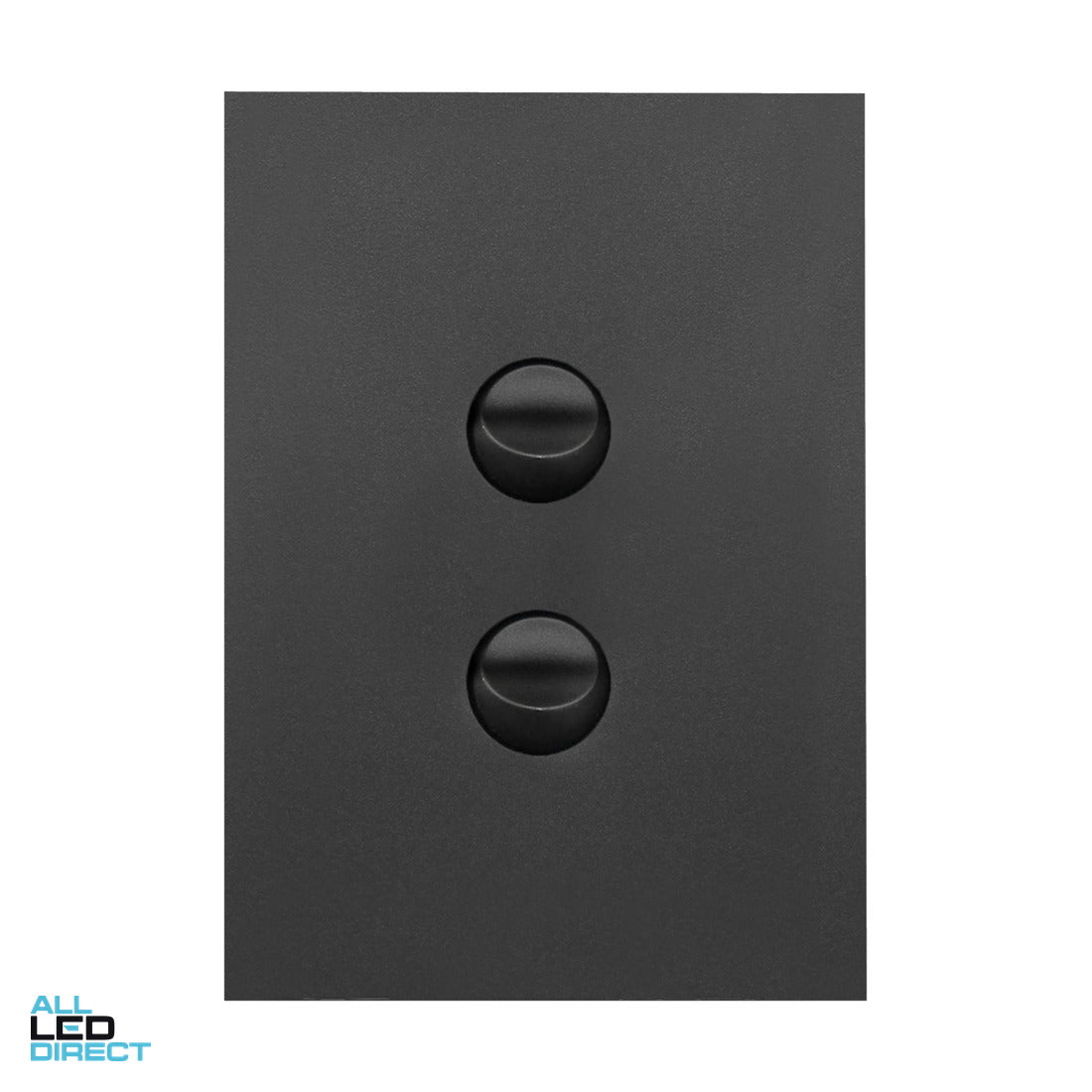 Hager 16 Amp 2 Gang FINESSE Vertical Internal Rocker Switch Matte Black ALL LED Direct