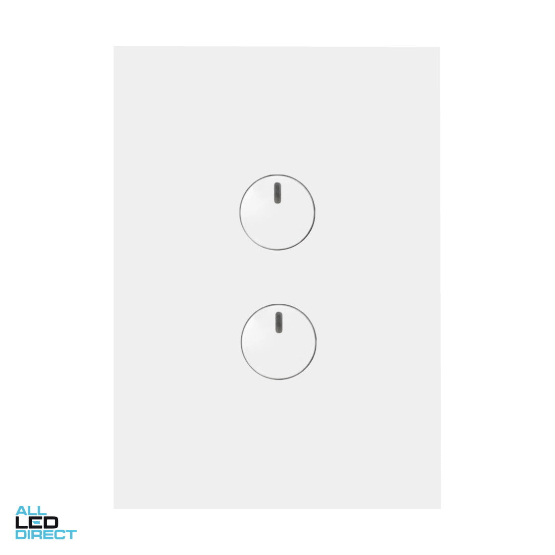 Hager 16 Amp 2 Gang FINESSE Vertical Internal Push Button Switch Matte White ALL LED Direct