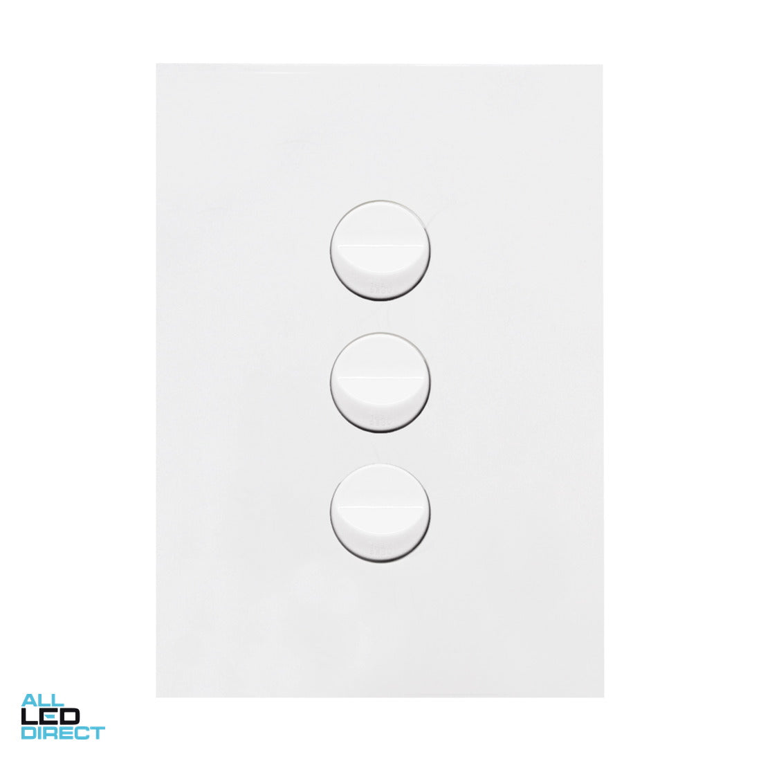 Hager 16 Amp 3 Gang FINESSE Vertical Internal Rocker Switch Gloss White ALL LED Direct