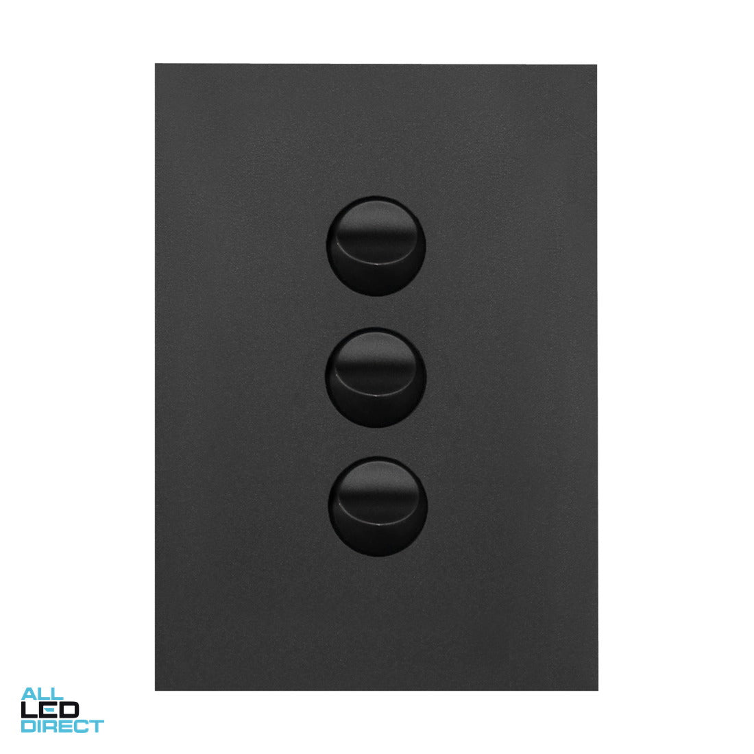 Hager 16 Amp 3 Gang FINESSE Vertical Internal Rocker Switch Matte Black ALL LED Direct