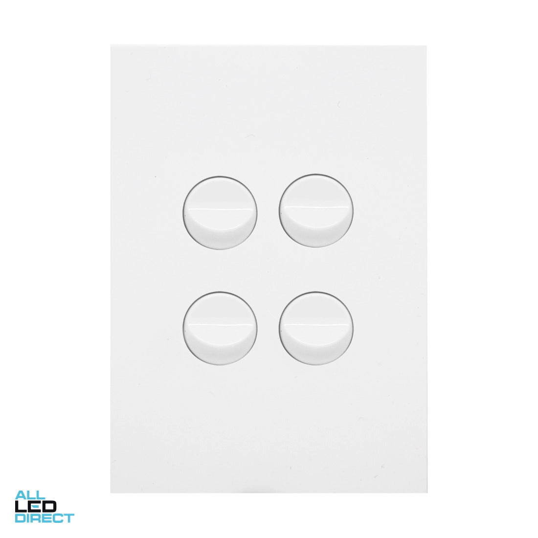 Hager 16 Amp 4 Gang FINESSE Vertical Internal Rocker Switch Gloss White ALL LED Direct