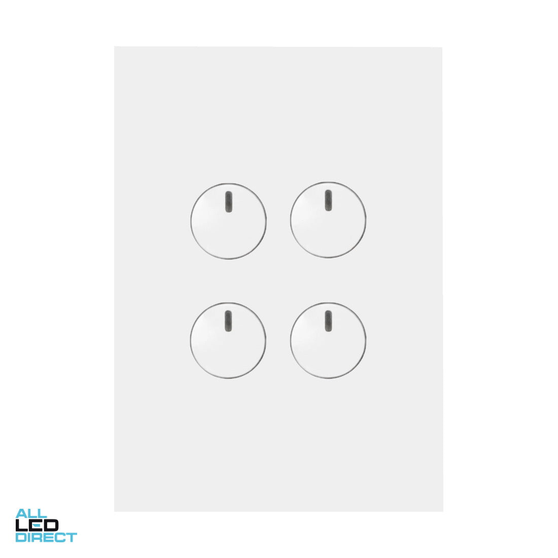 Hager 16 Amp 4 Gang FINESSE Vertical Internal Push Button Switch Matte White ALL LED Direct