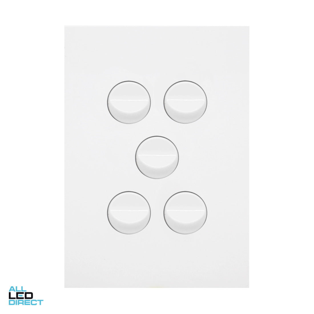 Hager 16 Amp 5 Gang FINESSE Vertical Internal Rocker Switch Gloss White ALL LED Direct
