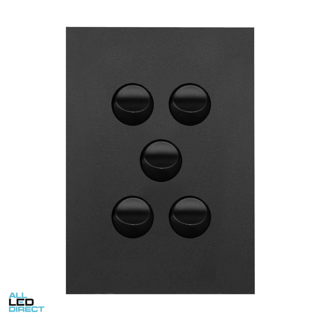 Hager 16 Amp 5 Gang FINESSE Vertical Internal Rocker Switch Matte Black ALL LED Direct