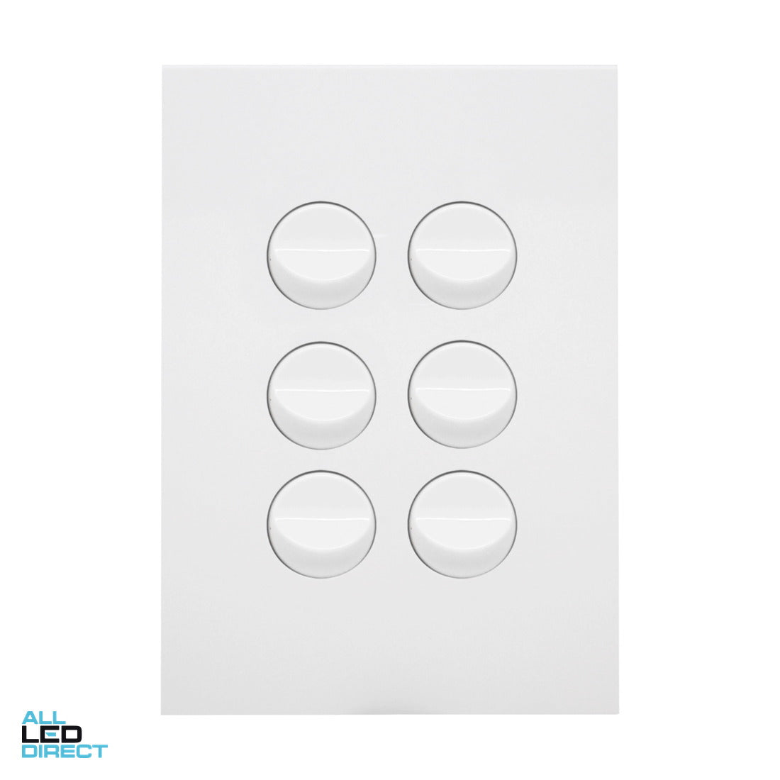 Hager 16 Amp 6 Gang FINESSE Vertical Internal Rocker Switch Gloss White ALL LED Direct