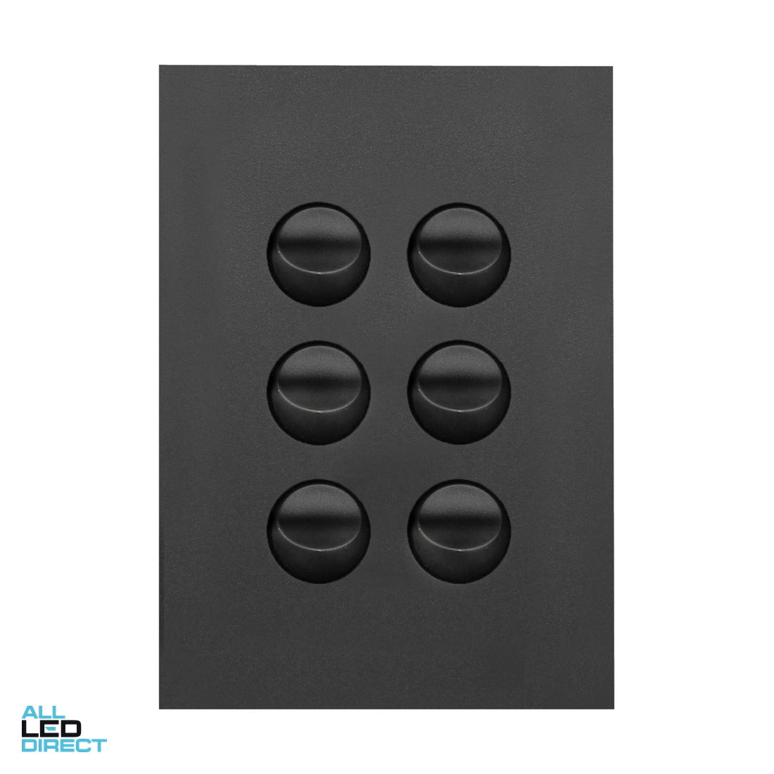 Hager 16 Amp 6 Gang FINESSE Vertical Internal Rocker Switch Matte Black ALL LED Direct