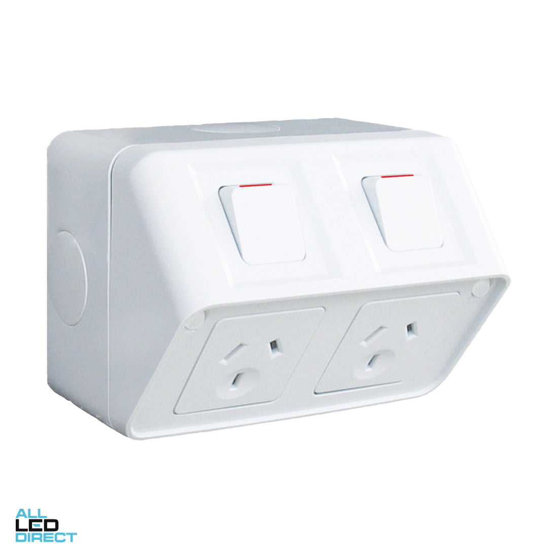 Hager 10 Amp WEATHERPROOF Double Switched Weatherproof Powerpoint White ALL LED Direct