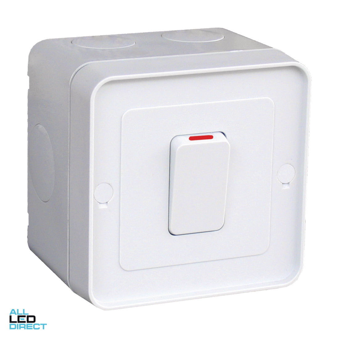 Hager 16 Amp 1 Gang Weatherproof Switch With Indicator Grey ALL LED Direct