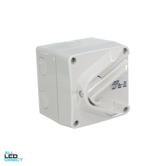 Clipsal 20 Amp 1 Pole WEATHERSHIELD IP66 Industrial Isolator Grey ALL LED Direct