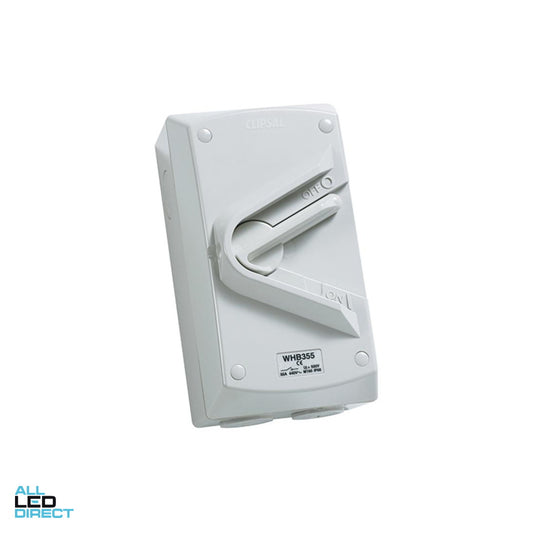 Clipsal 55 Amp WEATHERSHIELD 3 Pole IP66 Industrial Isolator Resistant Grey – Model WHB355-RG