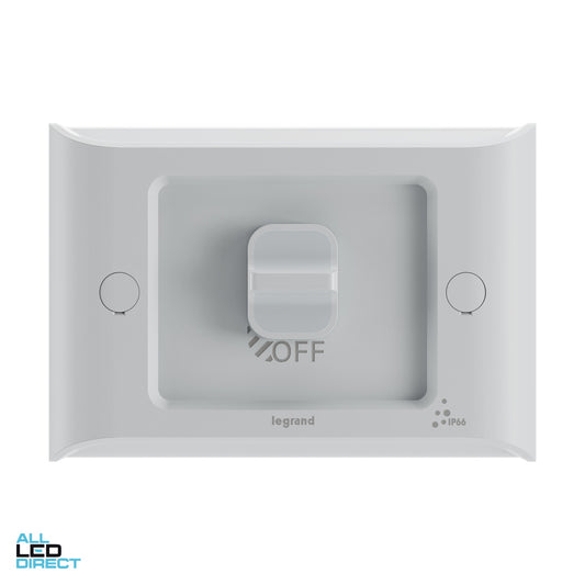 Legrand 16 Amp AQUA LIFE 1 Gang Weatherproof Switch Limestone Grey ALL LED Direct