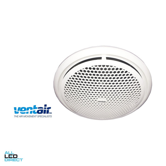 Ventair 200mm ULTRAFLO Flush Mounted Round Exhaust Fan White With Backdraft Damper Suitable For 240mm Hole ALL LED Direct