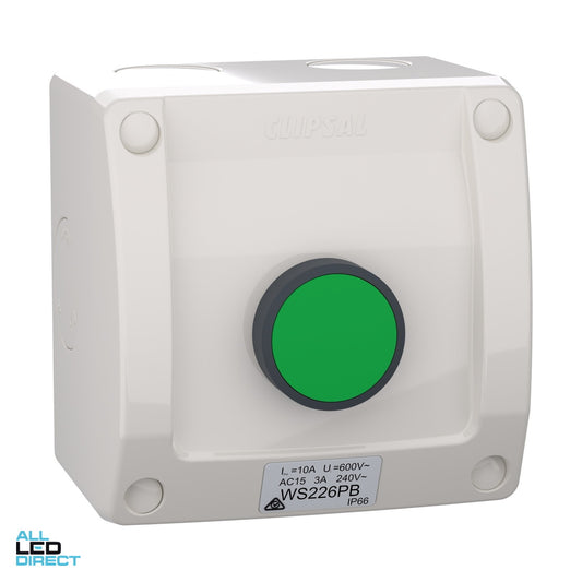 Clipsal 3 Amp 1 Gang WEATHERSHIELD Weatherproof Push Button Switch Resistant Grey ALL LED Direct