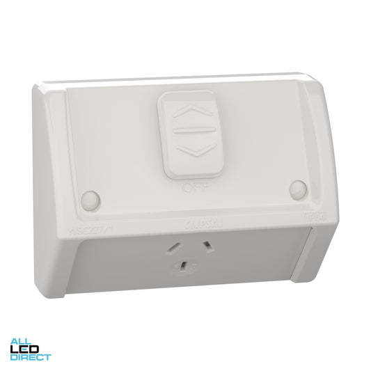 Clipsal Weathershield 10 Amp Single GPO Flush, RW IP54 ALL LED Direct