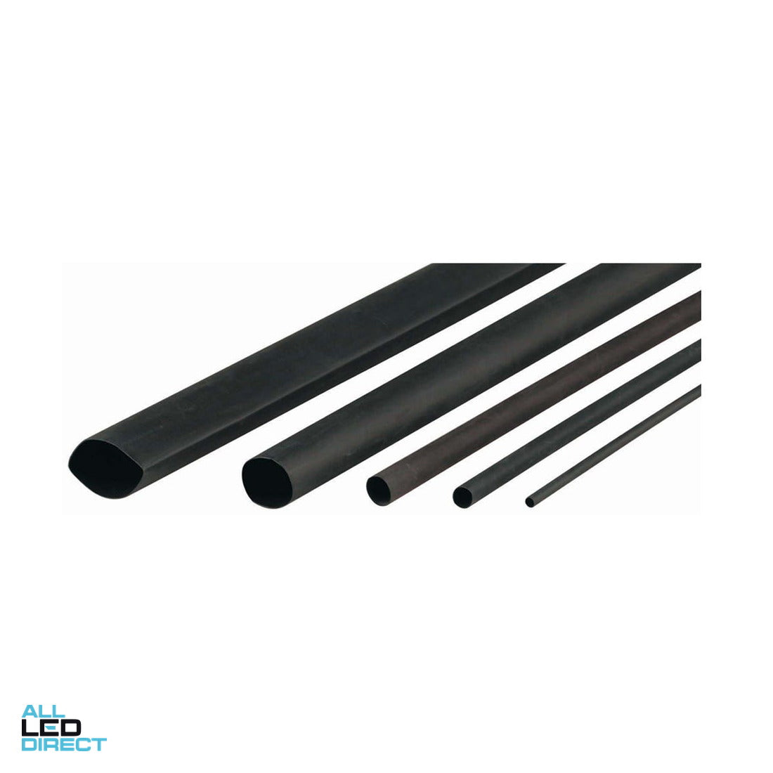 Cabac 38mm Shrinks To 19mm Thin Wall Heatshrink 1.2 Metre Black ALL LED Direct