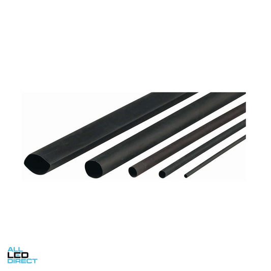 Cabac 38mm Shrinks To 19mm Thin Wall Heatshrink 1.2 Metre Black ALL LED Direct