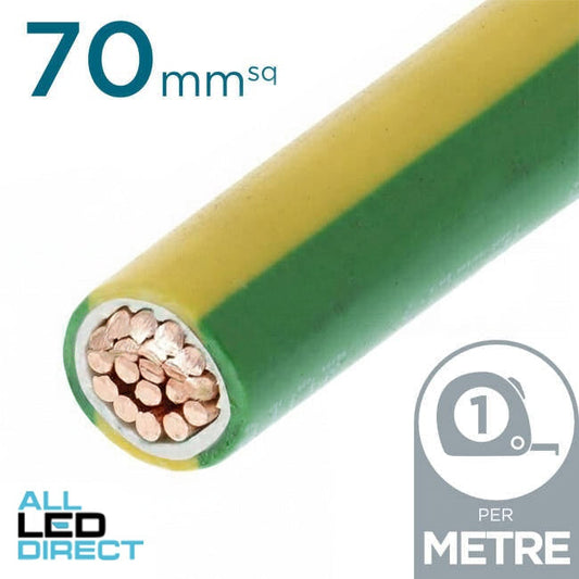 70mm Building Wire Cable Green & Yellow Per Metre